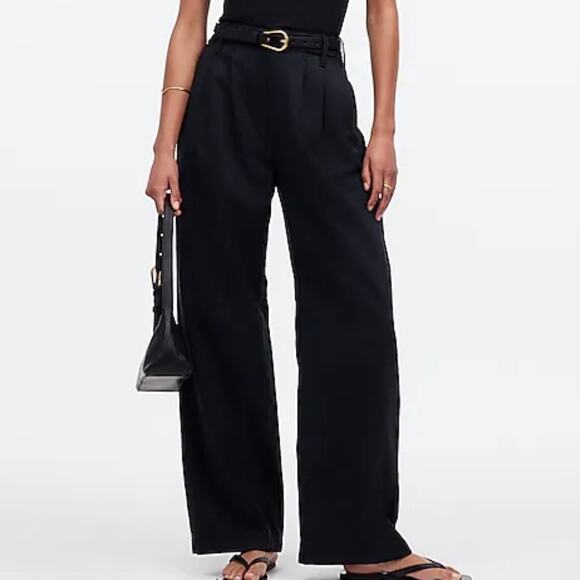Madewell Pants - Madewell Pant Womens 8 Tall Black Harlow Wide Leg Lyocell Cotton Linen